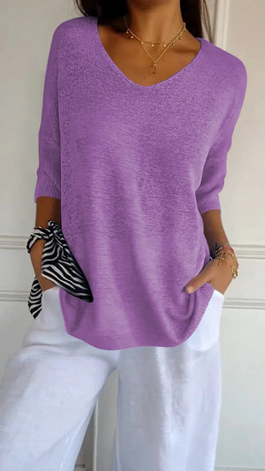 AVERIL™ | KNIT TOP WITH V-NECK