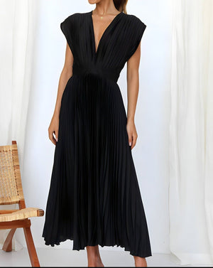 ELENA | ELEGANT PLEATED MIDI DRESS